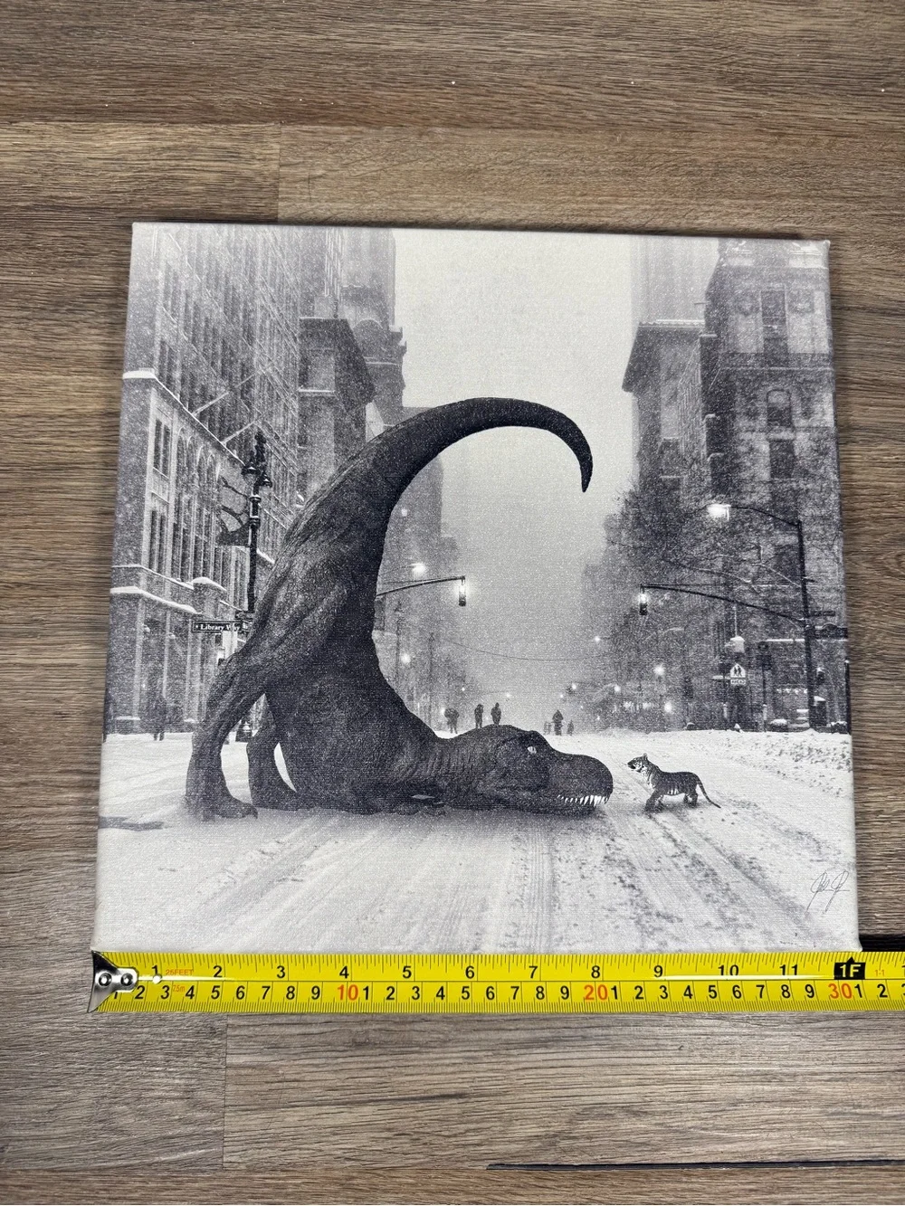 Black & White Dinosaur City Canvas Art - Picture 7 of 7